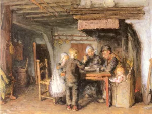 The Family Meal by Bernardus Johannes Blommers Oil Painting