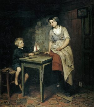 The Fisherman's Children Oil painting by Bernardus Johannes Blommers