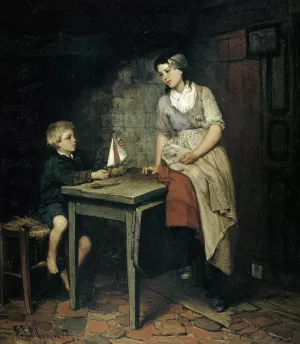 The Fisherman's Children by Bernardus Johannes Blommers Oil Painting