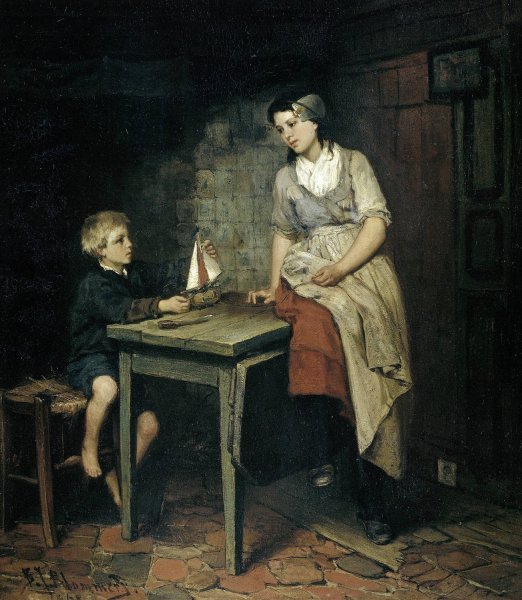 The Fisherman's Children  by Bernardus Johannes Blommers - Hand-Painted Oil Painting Reproduction