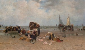 The Return Of The Fishing Fleet by Bernardus Johannes Blommers Oil Painting