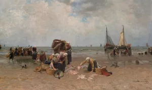 The Return Of The Fishing Fleet by Bernardus Johannes Blommers Oil Painting