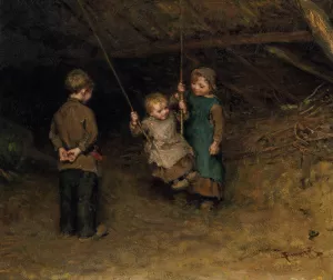 The swing by Bernardus Johannes Blommers Oil Painting