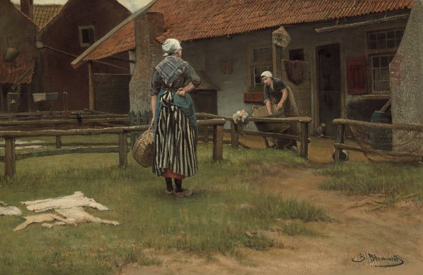 Washing day by Bernardus Johannes Blommers - Hand-Painted Oil Painting Reproduction