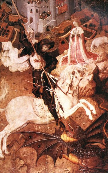 Saint George Killing the Dragon by Bernat Martorell - Hand-Painted Oil Painting Reproduction