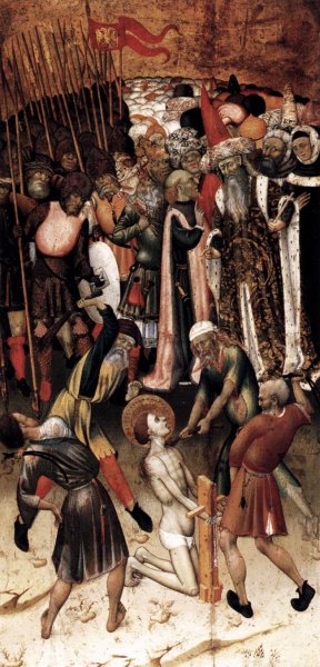 Main Product Photo of The Flagellation of St George Painting by Bernat Martorell