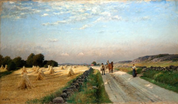 Autumn Landscape from Hisingen, GOteborg  by Berndt Lindholm - Hand-Painted Oil Painting Reproduction