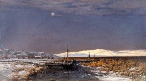 November Evening at Hisingsvassen, Gothenburg by Berndt Lindholm Oil Painting