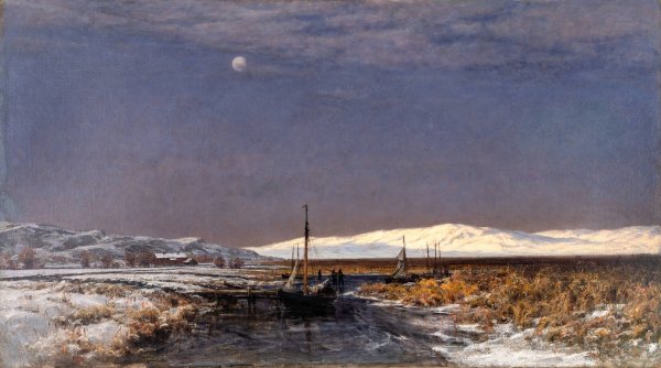 November Evening at Hisingsvassen, Gothenburg  by Berndt Lindholm - Hand-Painted Oil Painting Reproduction