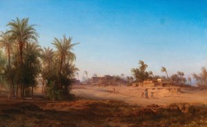 A Scene From Egypt by Bernhard Fiedler Oil Painting