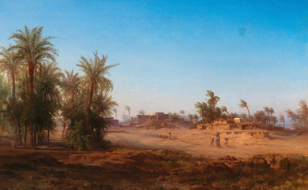 A Scene From Egypt by Bernhard Fiedler - Hand-Painted Oil Painting Reproduction