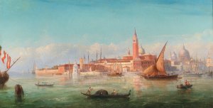 A View Of Venice by Bernhard Fiedler Oil Painting