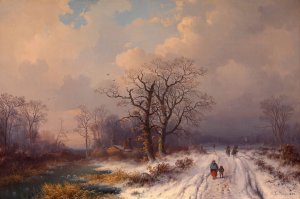 Schneelandschaft by Bernhard Fiedler Oil Painting