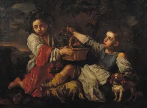 Children with Grapes by Bernhard Keil Oil Painting