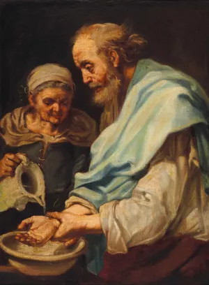 The hand washing by Bernhard Keil Oil Painting