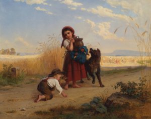 Kinder auf dem Weg zum Erntefeld by Bernhard Reinhold Oil Painting