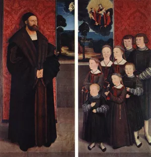 Portrait of Conrad Rehlinger and His Children by Bernhard Strigel - Oil Painting Reproduction
