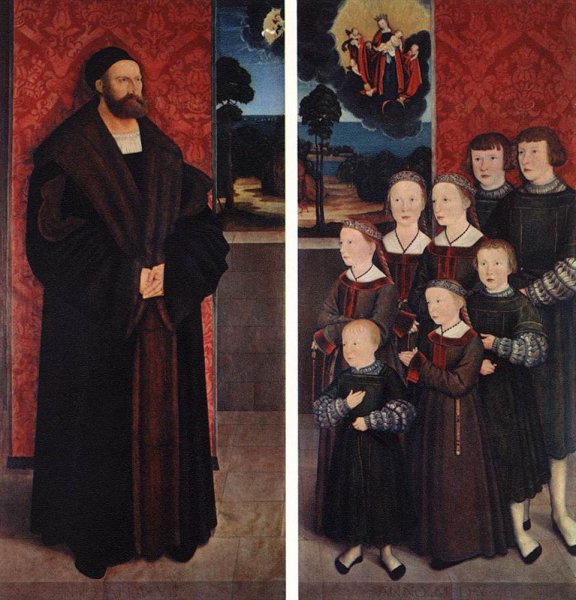 Portrait of Conrad Rehlinger and His Children by Bernhard Strigel - Hand-Painted Oil Painting Reproduction