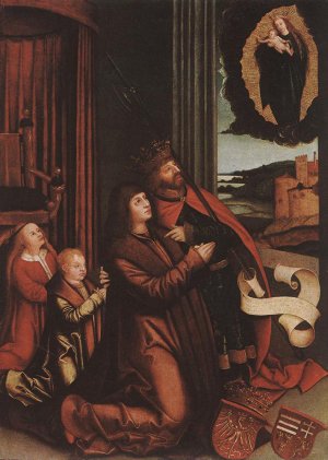St Ladislas Presents Wladislav II and His Sons to the Virgin Oil painting by Bernhard Strigel