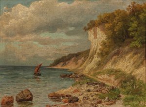 Chalk Cliffs on the Island of Rugen by Berta Von Grab Oil Painting