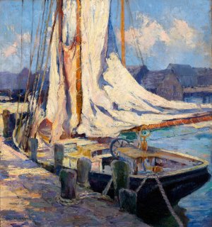 Wharf Scene, Gloucester Oil painting by Bertha Eversfield Perrie
