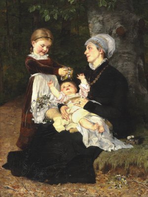 En Ammes Besog by Bertha Wegmann Oil Painting
