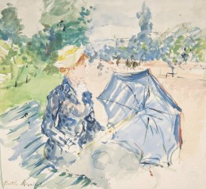 A Woman Seated at a Bench on the Avenue du Bois by Berthe Morisot Oil Painting