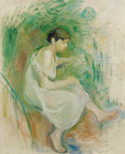 Baigneuse En Chemise  by Berthe Morisot - Hand-Painted Oil Painting Reproduction