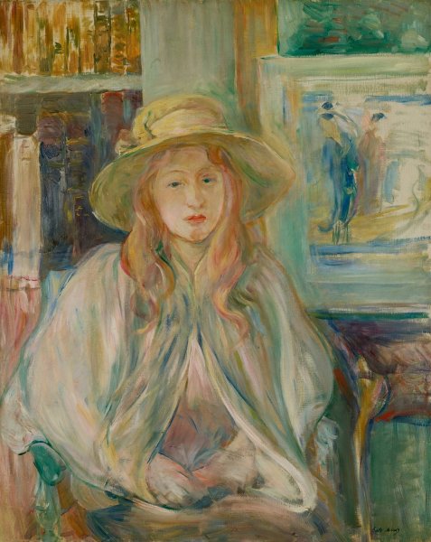 Fillette Au Chapeau De Paille  by Berthe Morisot - Hand-Painted Oil Painting Reproduction