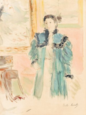 Jeune Fille Au Manteau Vert by Berthe Morisot Oil Painting