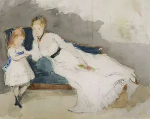 Mme Gobillard et sa fille Paule by Berthe Morisot Oil Painting
