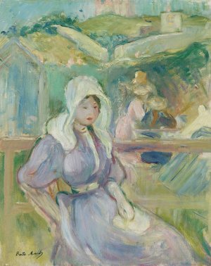 Sur La Plage a Portrieux by Berthe Morisot Oil Painting
