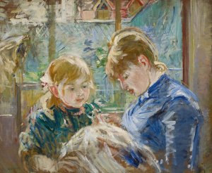 The Artist's Daughter, Julie, with her Nanny by Berthe Morisot Oil Painting