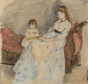 The Artist's Sister, Edma With Her Daughter Jeanne by Berthe Morisot Oil Painting