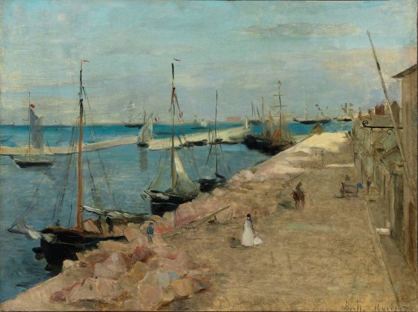 The Harbor at Cherbourg  by Berthe Morisot - Hand-Painted Oil Painting Reproduction