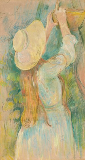 Young Girl Holding a Basket by Berthe Morisot Oil Painting