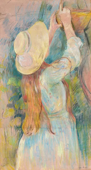 Young Girl Holding a Basket Oil painting by Berthe Morisot
