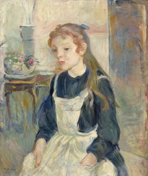 Young Girl with an Apron  by Berthe Morisot - Hand-Painted Oil Painting Reproduction