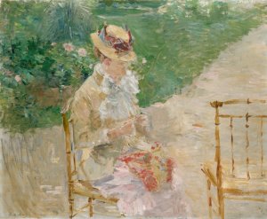 Young Woman Knitting by Berthe Morisot Oil Painting