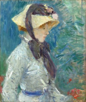 Young Woman with a Straw Hat by Berthe Morisot Oil Painting