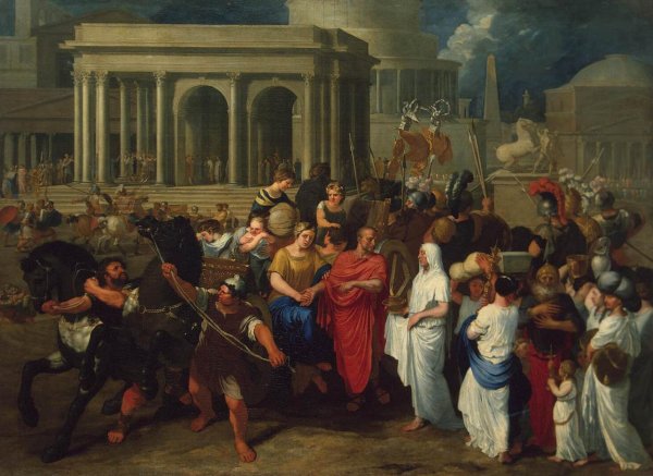 Main Product Photo of Lucius Albinus Giving His Carriage to Vestals Painting by Bertholet Flemal