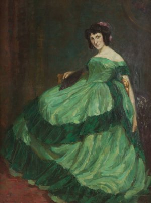 Lady in a green dress by Betty Heldrich Oil Painting