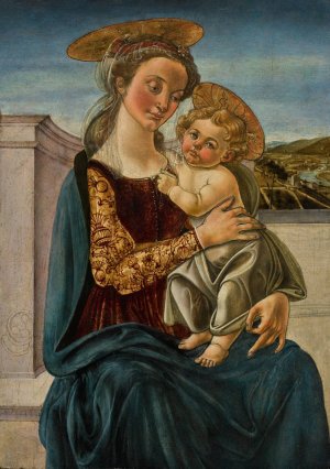 The Virgin and Child before a landscape by Biagio D'Antonio Oil Painting