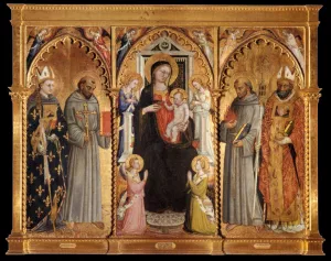 Madonna and Child with Saints and Angels by Bicci Di Lorenzo - Oil Painting Reproduction