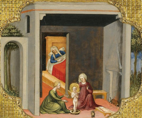 The Birth Of St Nicholas Of Bari by Bicci Di Lorenzo - Hand-Painted Oil Painting Reproduction