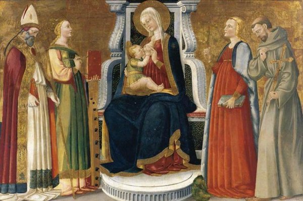 Main Product Photo of Madonna and Child Enthroned with Saints Painting by Bicci Di Neri