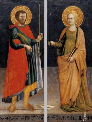 Sts Sebastian and Apollonia painting by Bicci Di Neri