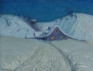 Winter's Cabin at the Curve by Birge Harrison Oil Painting