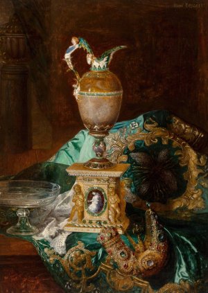 Jeweled still life Oil painting by Blaise-Alexandre Desgoffe