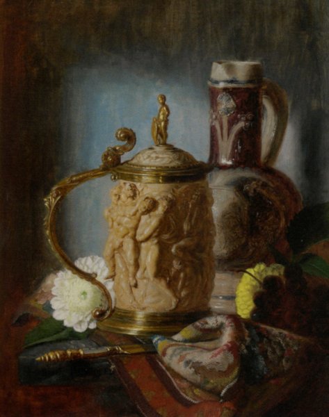 Main Product Photo of The Ivory Tankard Painting by Blaise Alexandre Desgoffe